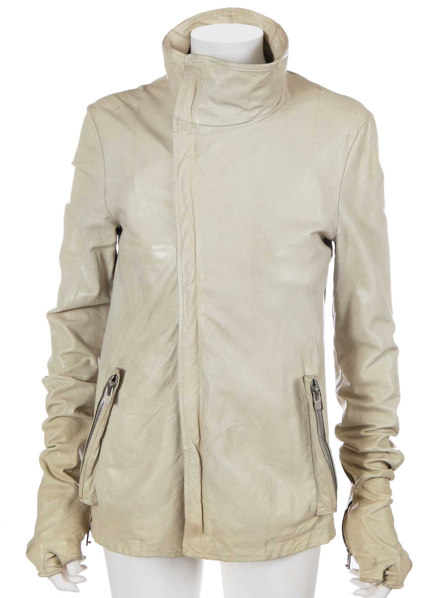 Lot 43 - A Carol Christian Poell men's garment-dyed light grey kangaroo leather prosthetic jacket, 2013