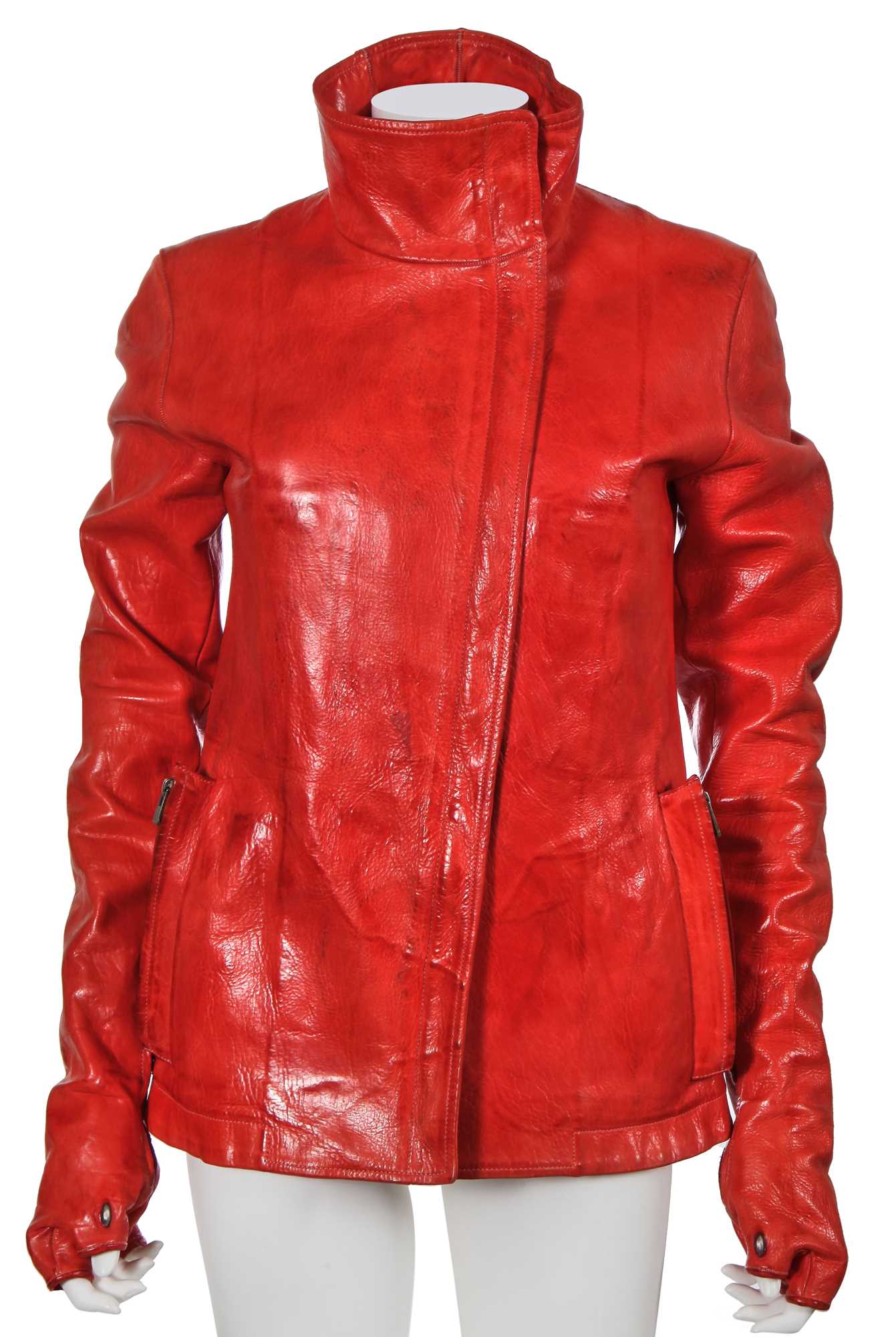 Lot 204 - A Carol Christian Poell garment-dyed red bison leather prosthetic jacket, 2014