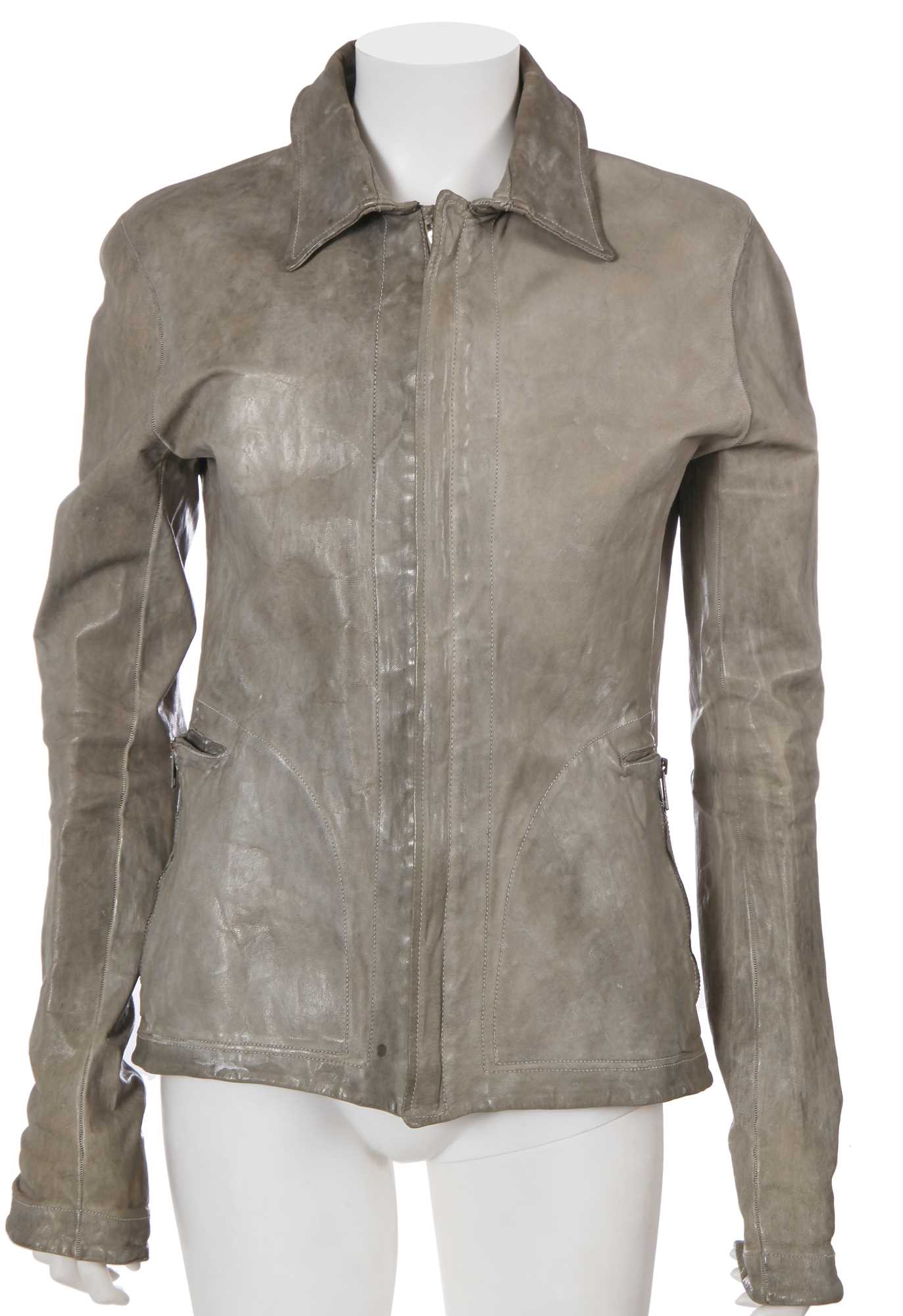Lot 61 - A Carol Christian Poell men's garment-tanned light grey leather jacket, '00 Off Scene' collection, Spring-Summer 2008