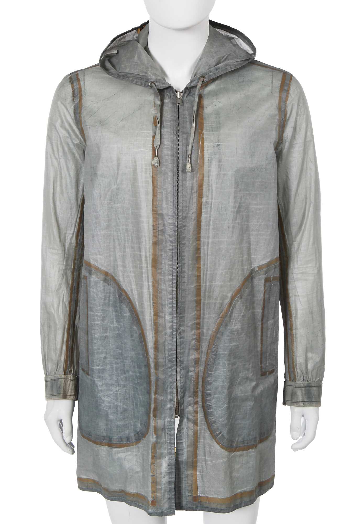 Lot 63 - A Carol Christian Poell men's garment-dyed grey polyester hooded coat, '00 Off Scene' collection, Spring-Summer 2008