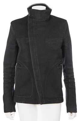 Lot 51 - A Carol Christian Poell men's dark grey ramie-wool blend 'Self-Edge' jacket, 2012