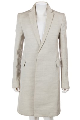Lot 50 - A Carol Christian Poell men's pale grey ramie-wool blend 'Self Edge' coat, 2012