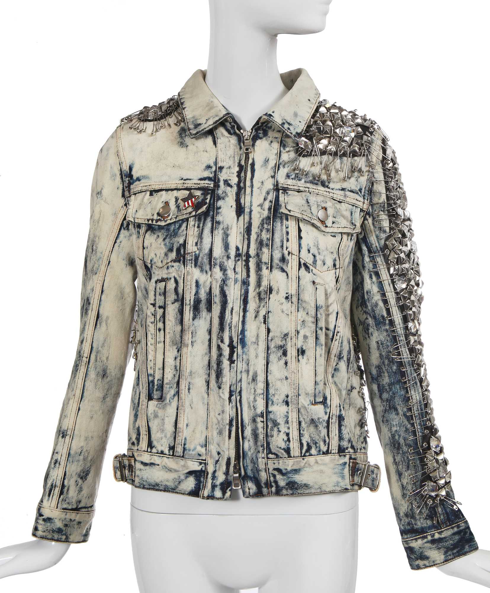 Lot 81 - A Balmain by Christophe Decarnin American flag denim and leather jacket, Spring-Summer 2011