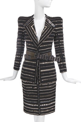Lot 89 - A Balmain by Christophe Decarnin studded black cotton suit, Spring-Summer 2009