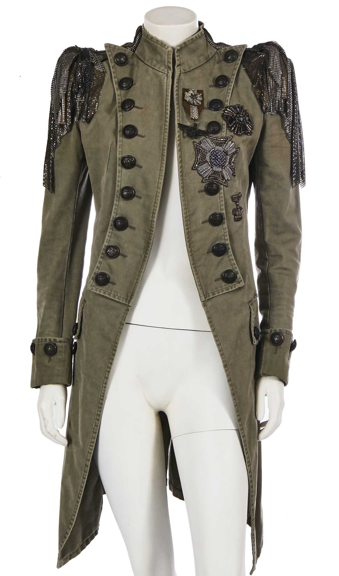 Lot 233 - A Balmain by Christophe Decarnin green cotton military-inspired coat, Spring-Summer 2010