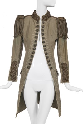Lot 85 - A Balmain by Christophe Decarnin green cotton military-inspired coat, Spring-Summer 2010