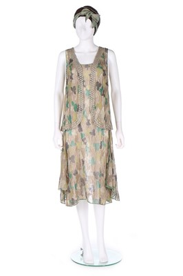 Lot 3 - A printed lamé cocktail dress, the fabric...