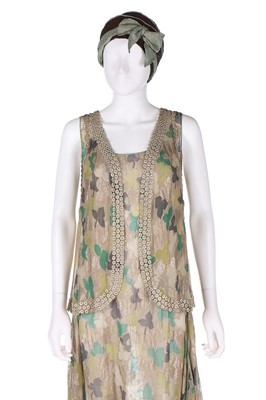 Lot 3 - A printed lamé cocktail dress, the fabric...