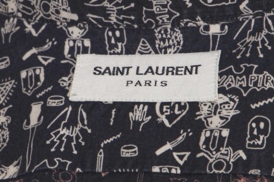 Lot 12 - A pair of Saint Laurent by Hedi Slimane men's black and white leather biker trousers, Autumn-Winter 2013-14