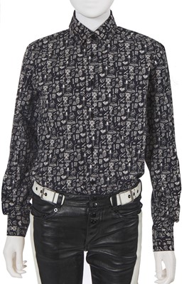Lot 12 - A pair of Saint Laurent by Hedi Slimane men's black and white leather biker trousers, Autumn-Winter 2013-14