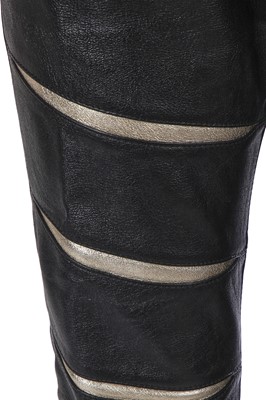 Lot 5 - A pair of Saint Laurent by Hedi Slimane men's black and gold leather trousers, Autumn-Winter 2015-16