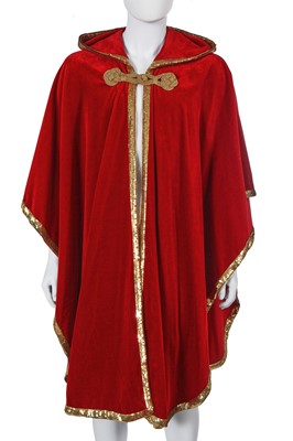 Lot 2 - A Saint Laurent by Hedi Slimane men's scarlet velvet hooded cape, Autumn-Winter 2016-17