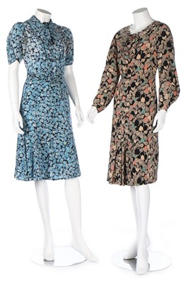 Lot 5 - Seven printed summer dresses, 1930s, including...
