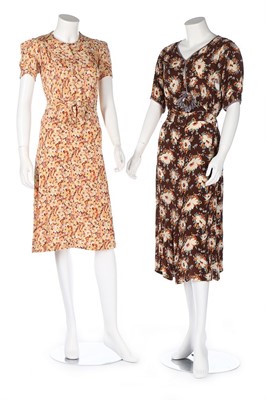 Lot 5 - Seven printed summer dresses, 1930s, including...