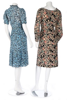Lot 5 - Seven printed summer dresses, 1930s, including...