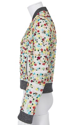 Lot 36 - A Dior Homme by Hedi Slimane beaded and sequined white leather bomber jacket, Autumn-Winter 2005-06