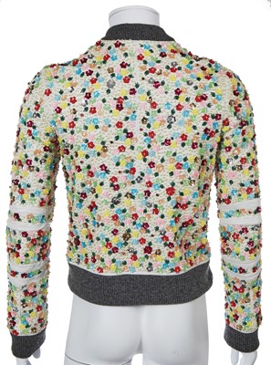 Lot 36 - A Dior Homme by Hedi Slimane beaded and sequined white leather bomber jacket, Autumn-Winter 2005-06