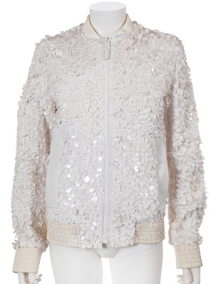 Lot 28 - A Dior Homme by Hedi Slimane white sequined bomber jacket, Spring-Summer 2007