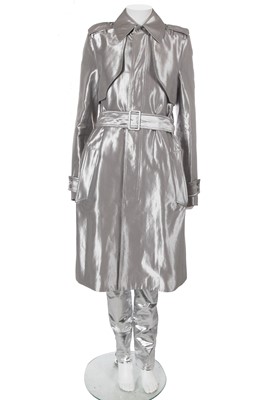 Lot 30 - A Dior Homme by Hedi Slimane silver cotton-blend trench coat, probably Spring-Summer 2007