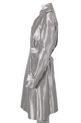 Lot 30 - A Dior Homme by Hedi Slimane silver cotton-blend trench coat, probably Spring-Summer 2007