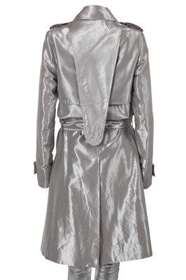 Lot 30 - A Dior Homme by Hedi Slimane silver cotton-blend trench coat, probably Spring-Summer 2007
