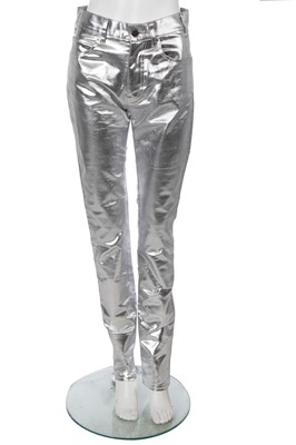 Lot 30 - A Dior Homme by Hedi Slimane silver cotton-blend trench coat, probably Spring-Summer 2007
