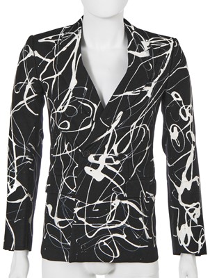 Lot 26 - A Dior Homme by Hedi Slimane hand-painted black wool double-breasted blazer, Autumn-Winter 2007-08