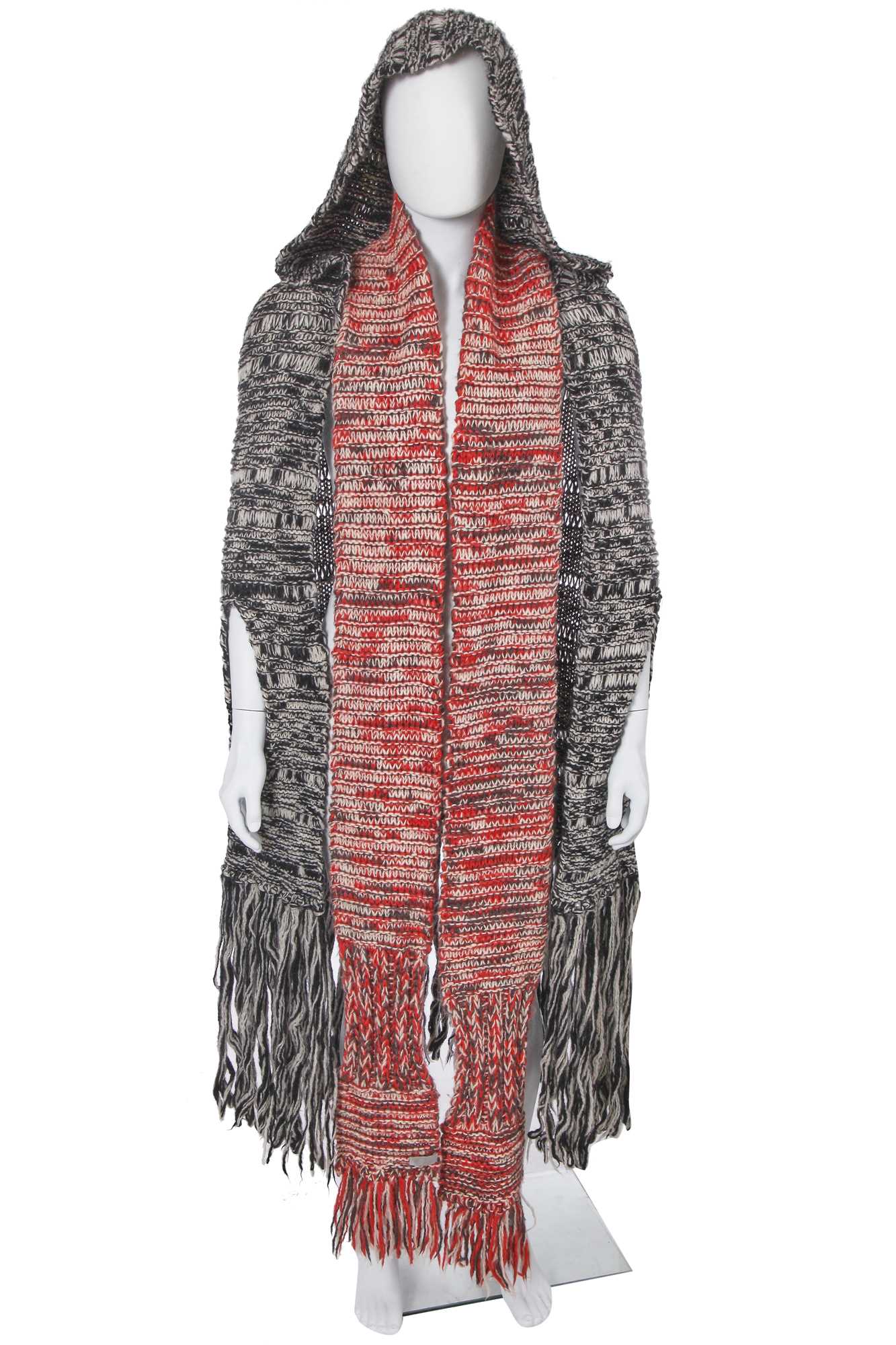 Lot 37 - A Dior Homme by Hedi Slimane black and white knitted wool cloak, Autumn-Winter 2005-06