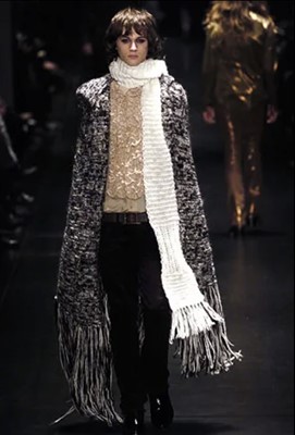 Lot 37 - A Dior Homme by Hedi Slimane black and white knitted wool cloak, Autumn-Winter 2005-06