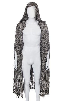 Lot 37 - A Dior Homme by Hedi Slimane black and white knitted wool cloak, Autumn-Winter 2005-06
