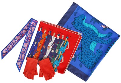 Lot 253 - A group of Hermès scarves and gloves, 2000s-2010s