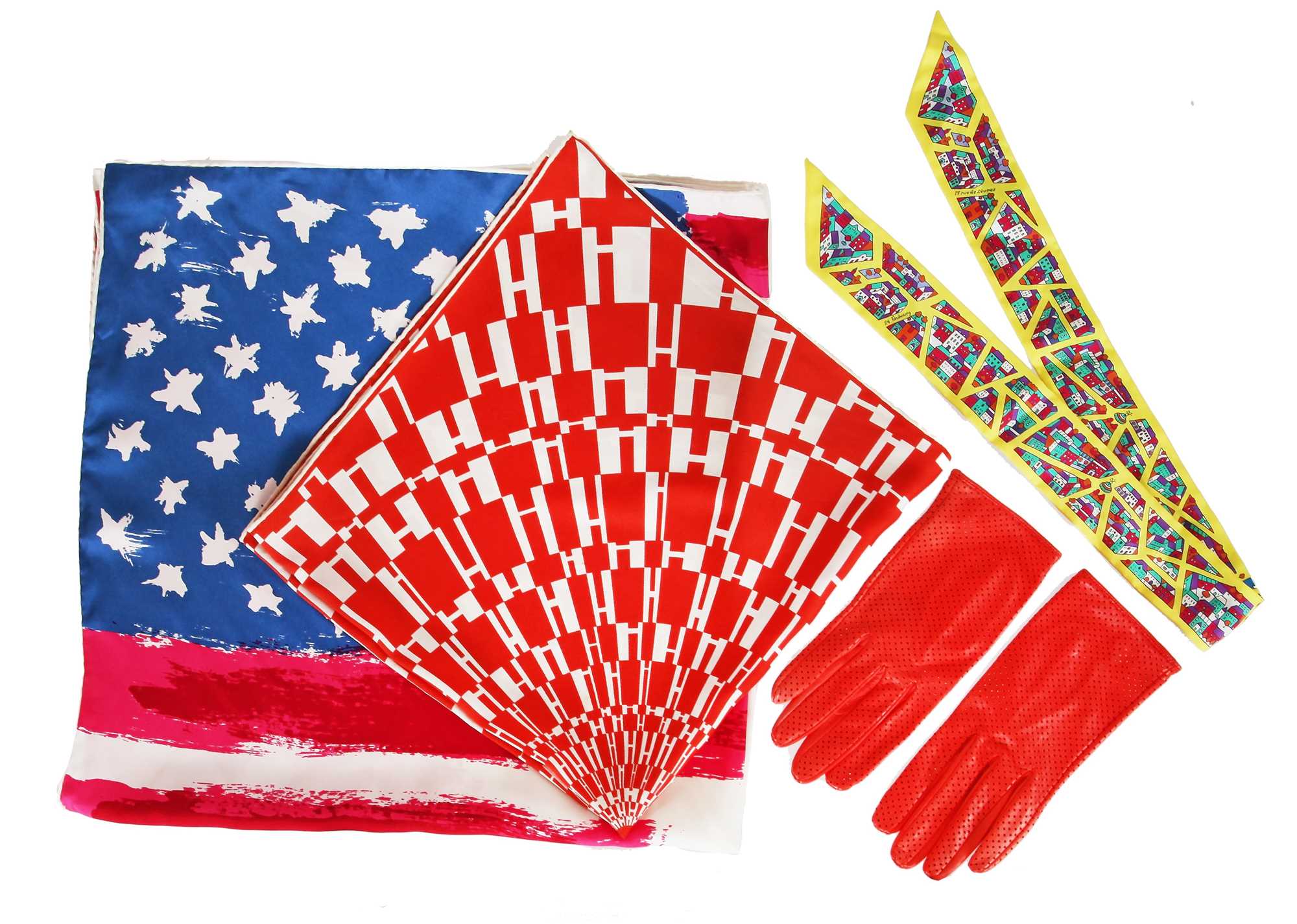 Lot 172 - A group of Hermès and Christian Dior scarves and gloves, 2000s-2010s