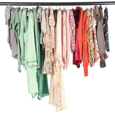 Lot 8 - A large group of colourful blouses and...