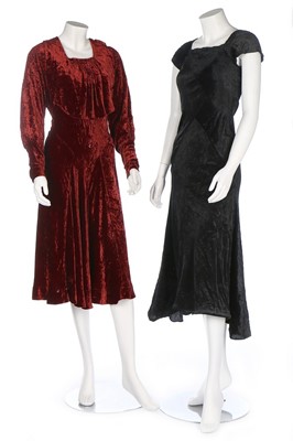 Lot 9 - Ten black and red evening/afternoon dresses,...