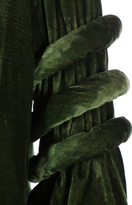 Lot 30 - A green velvet evening coat, early 1930s, with...