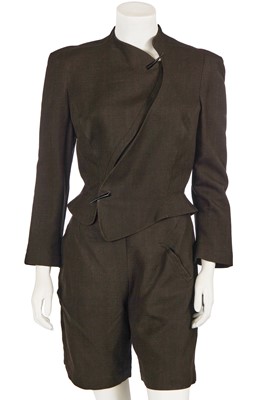 Lot 361 - A Thierry Mugler brown rayon-blend suit, circa 1990