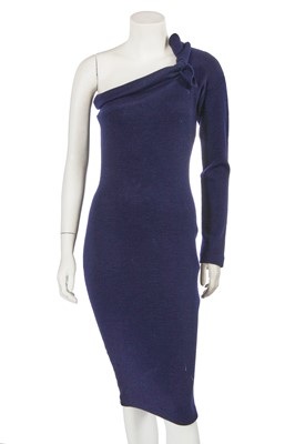 Lot 385 - A Romeo Gigli navy blue wool cocktail dress, 1980s