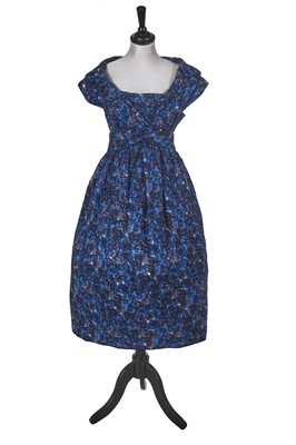 Lot 601 - A Christian Dior London blue floral print dress, 1957-58