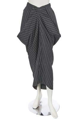 Lot 415 - A John Flett pinstriped grey and white cotton-blend skirt, 1980s