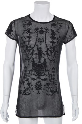 Lot 81 - A Vivienne Westwood men's boulle-flocked mesh T-shirt, probably 'Portrait' collection, Autumn-Winter 1990-91