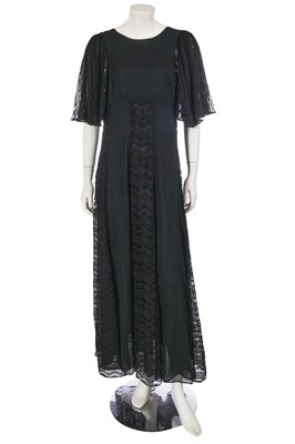Lot 583 - A Thea Porter black crêpe and lace dress, late 1960s