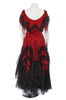 Lot 509 - A Zandra Rhodes black and red printed chiffon gown with crinoline, 'The Shell' collection, Autumn-Winter 1973-74