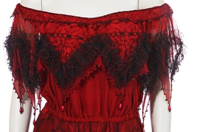 Lot 509 - A Zandra Rhodes black and red printed chiffon gown with crinoline, 'The Shell' collection, Autumn-Winter 1973-74
