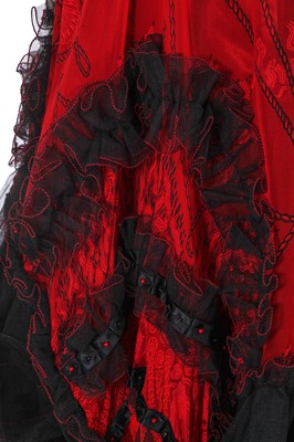 Lot 509 - A Zandra Rhodes black and red printed chiffon gown with crinoline, 'The Shell' collection, Autumn-Winter 1973-74