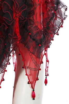 Lot 509 - A Zandra Rhodes black and red printed chiffon gown with crinoline, 'The Shell' collection, Autumn-Winter 1973-74