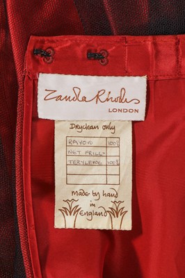 Lot 509 - A Zandra Rhodes black and red printed chiffon gown with crinoline, 'The Shell' collection, Autumn-Winter 1973-74