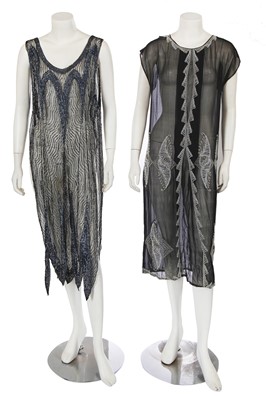 Lot 624 - A beaded chiffon tunic-style dress, mid 1920s