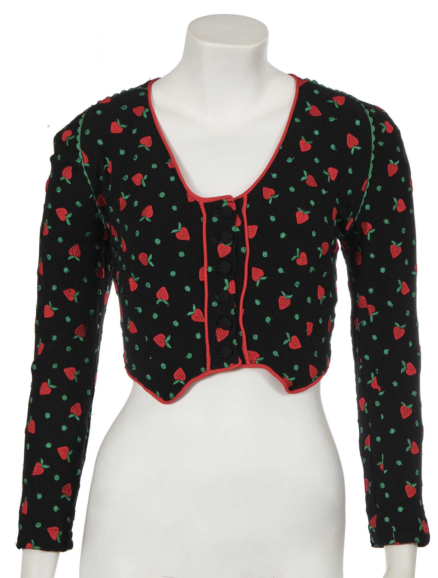 Lot 474 - An Ossie Clark/Celia Birtwell 'strawberry' jacket, 1971