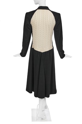 Lot 177 - An Alexander McQueen black wool and aran knit coat, 'It's a Jungle Out There' collection, Autumn-Winter, 1997-98