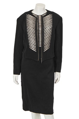 Lot 336 - A Rifat Ozbek embroidered 'quill' jacket and dress, Spring-Summer, 1992
